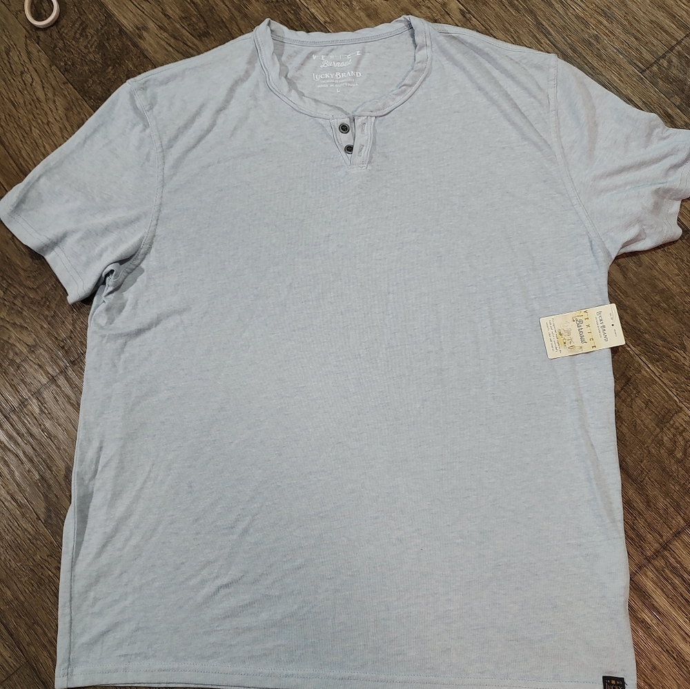 Lucky Brand Venice Burnout Top Size L Light Grey - Picture 2 of 11